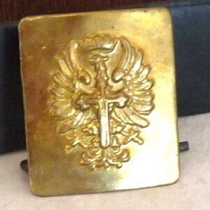 Antique Spanish military brass belt buckle cross Eagle crown
